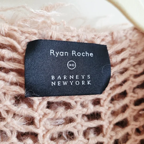 Ryan Roche Furry Cashmere Cardigan Rose Wood